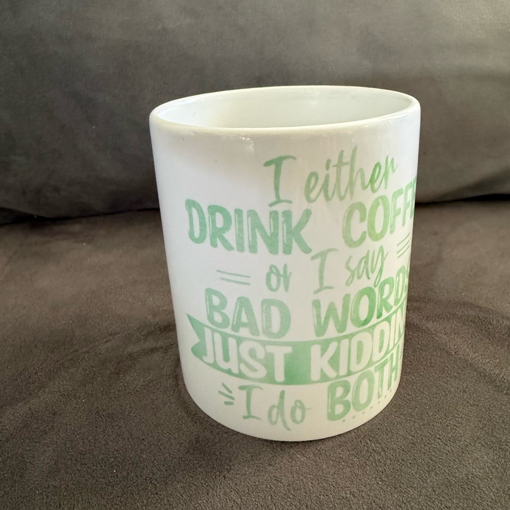 Humorous White and Green Coffee Mug
